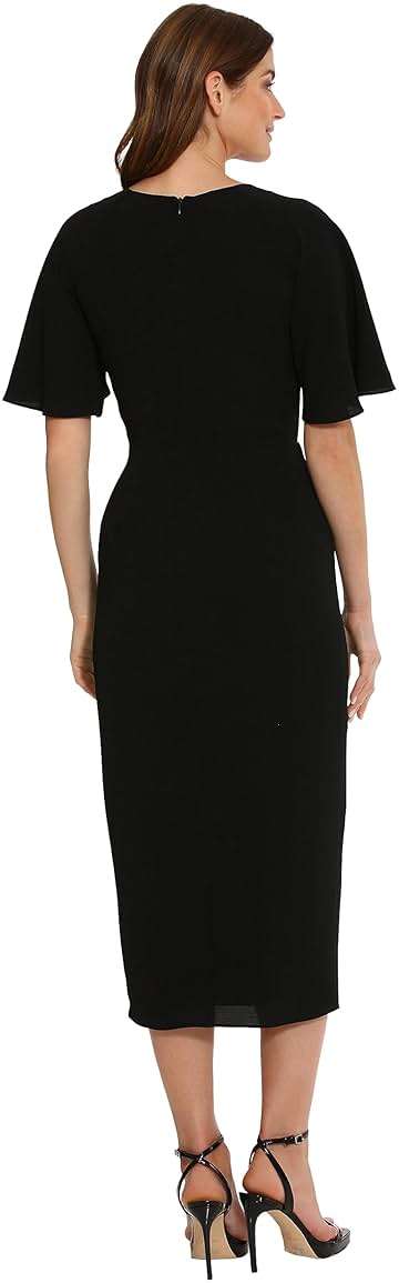 Maggy London Women's Maggy London Women's Dresses Short Flutter Sleeve Faux Wrap Midi Dress - Image 3