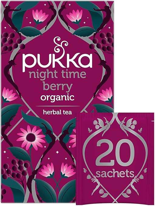 Pukka Night Time Berry Organic Herbal Tea, Soothing Infusion With Chamomile, Lavender & Elderberry, Tea Gift Set For Bedtime Relaxation, Caffeine Free, 80 Total Bags (20ct - Pack of 4) - Image 2