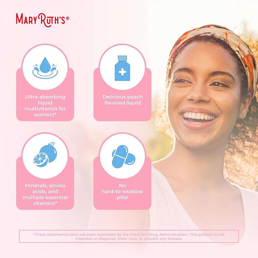 MARYRUTH'S Women's Multivitamin + Lustriva Hair Growth Liposomal | Biotin 10000mcg | Clinically Tested for Thicker, Fuller Hair, Improved Facial Fine Lines & Wrinkles | Ages 18+ | 15.22 Fl Oz - Image 6