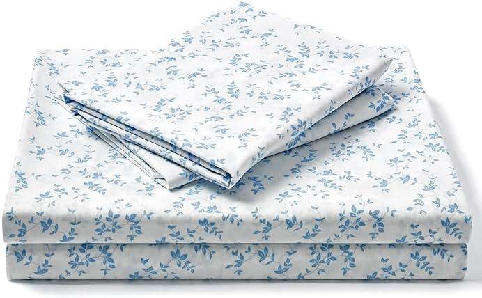 FreshCulture Floral Bed Sheets - Ultra Soft Queen Sheet Set - Brushed Microfiber Blue Floral Sheets - Deep Pockets up to 16" - Easy Care - Hotel Luxury 4 Piece Flower Printed Sheets Queen, Lille - Image 1
