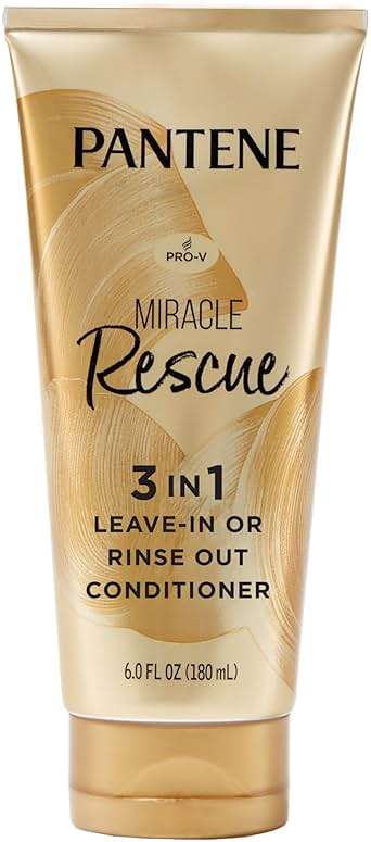 Pantene Miracle Rescue 3 in 1 Leave In Conditioner, Rinse off Conditioner, Heat Protectant for Hair, Detangler, Anti Frizz, Moisturizing, For All Hair Types, Safe for Color Treated Hair, 6.0 fl oz - Image 1