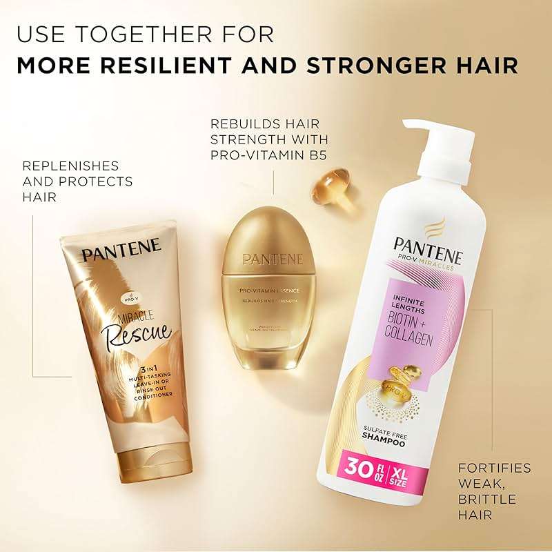 Pantene Miracle Rescue 3 in 1 Leave In Conditioner, Rinse off Conditioner, Heat Protectant for Hair, Detangler, Anti Frizz, Moisturizing, For All Hair Types, Safe for Color Treated Hair, 6.0 fl oz - Image 5