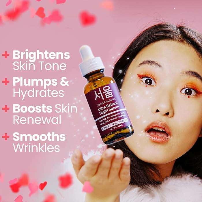 SeoulCeuticals 1% Korean Retinol Night Serum for Face - 97.5% Snail Mucin + Hyaluronic Acid + Bakuchiol, Cruelty Free K Beauty for Sensitive Skin 1oz - Image 2