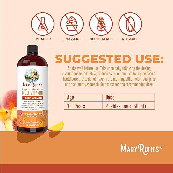 MARYRUTH'S Liquid Multivitamin + Hair Growth | Clinically Tested in Women for Thicker Hair & Facial Wrinkles | Biotin 10000mcg | Lustriva Hair Growth Supplements | Skin Care | Ages 18+ | 30 Fl Oz - Image 3