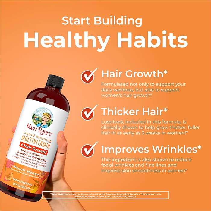 MARYRUTH'S Liquid Multivitamin + Hair Growth | Clinically Tested in Women for Thicker Hair & Facial Wrinkles | Biotin 10000mcg | Lustriva Hair Growth Supplements | Skin Care | Ages 18+ | 30 Fl Oz - Image 5