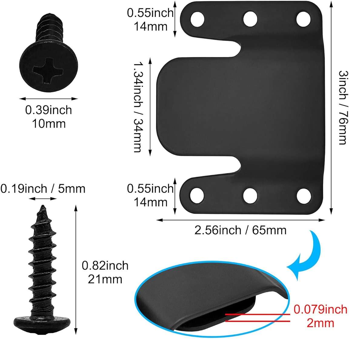 Sectional Couch Metal Connectors,4 Pcs Universal Sofa Interlocking Furniture Connector,Sectional Sofa Fastener Software Bracket with Screws for Loveseat, Recliner, Chair or Chaise Lounge (Black) - Image 2