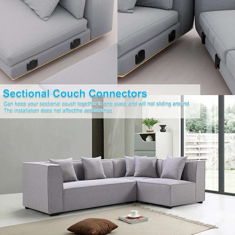 Sectional Couch Metal Connectors,4 Pcs Universal Sofa Interlocking Furniture Connector,Sectional Sofa Fastener Software Bracket with Screws for Loveseat, Recliner, Chair or Chaise Lounge (Black) - Image 5