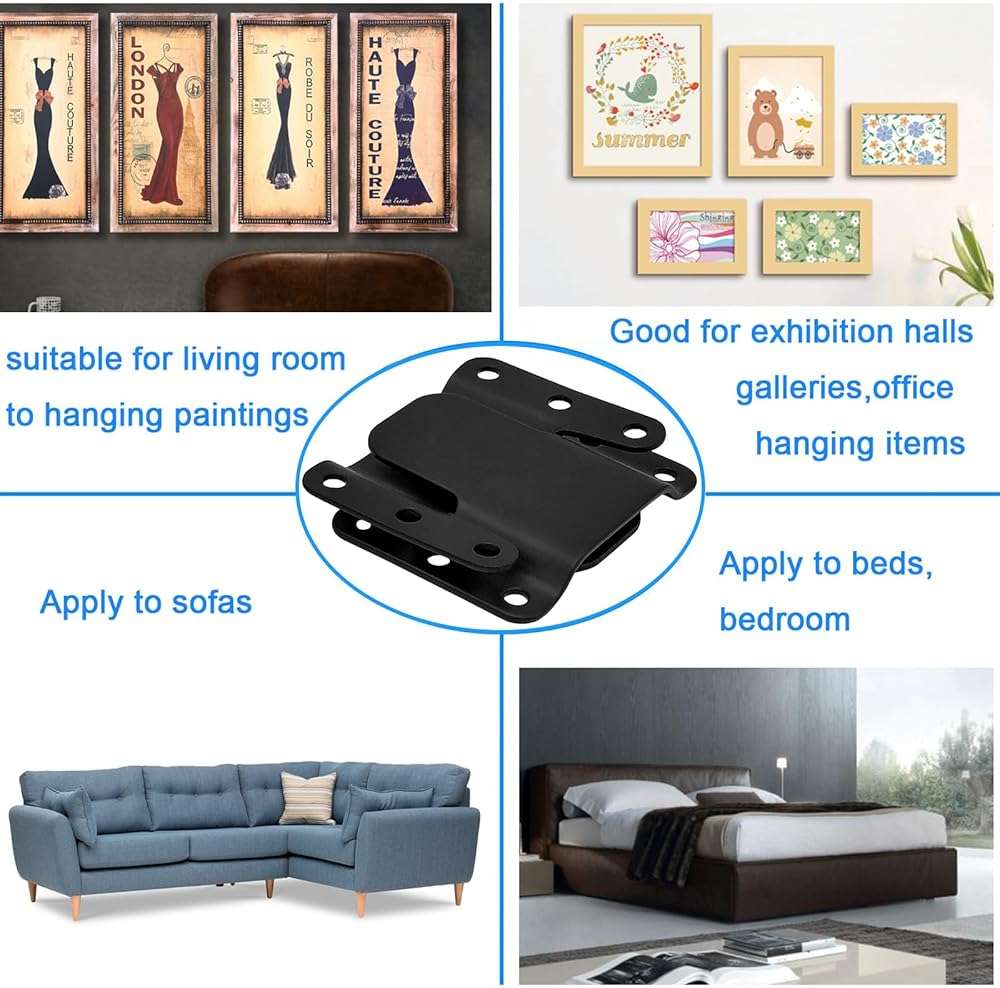 Sectional Couch Metal Connectors,4 Pcs Universal Sofa Interlocking Furniture Connector,Sectional Sofa Fastener Software Bracket with Screws for Loveseat, Recliner, Chair or Chaise Lounge (Black) - Image 6