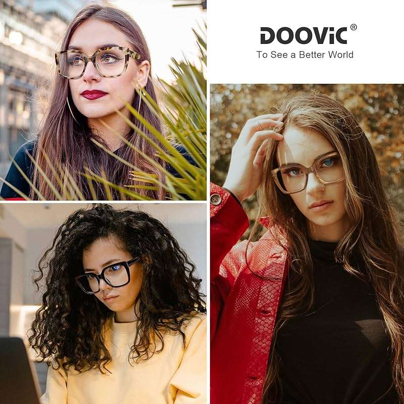 DOOViC 3 Pack Oversized Reading Glasses for Women Blue Light Blocking Square Stylish Computer Readers - Image 2