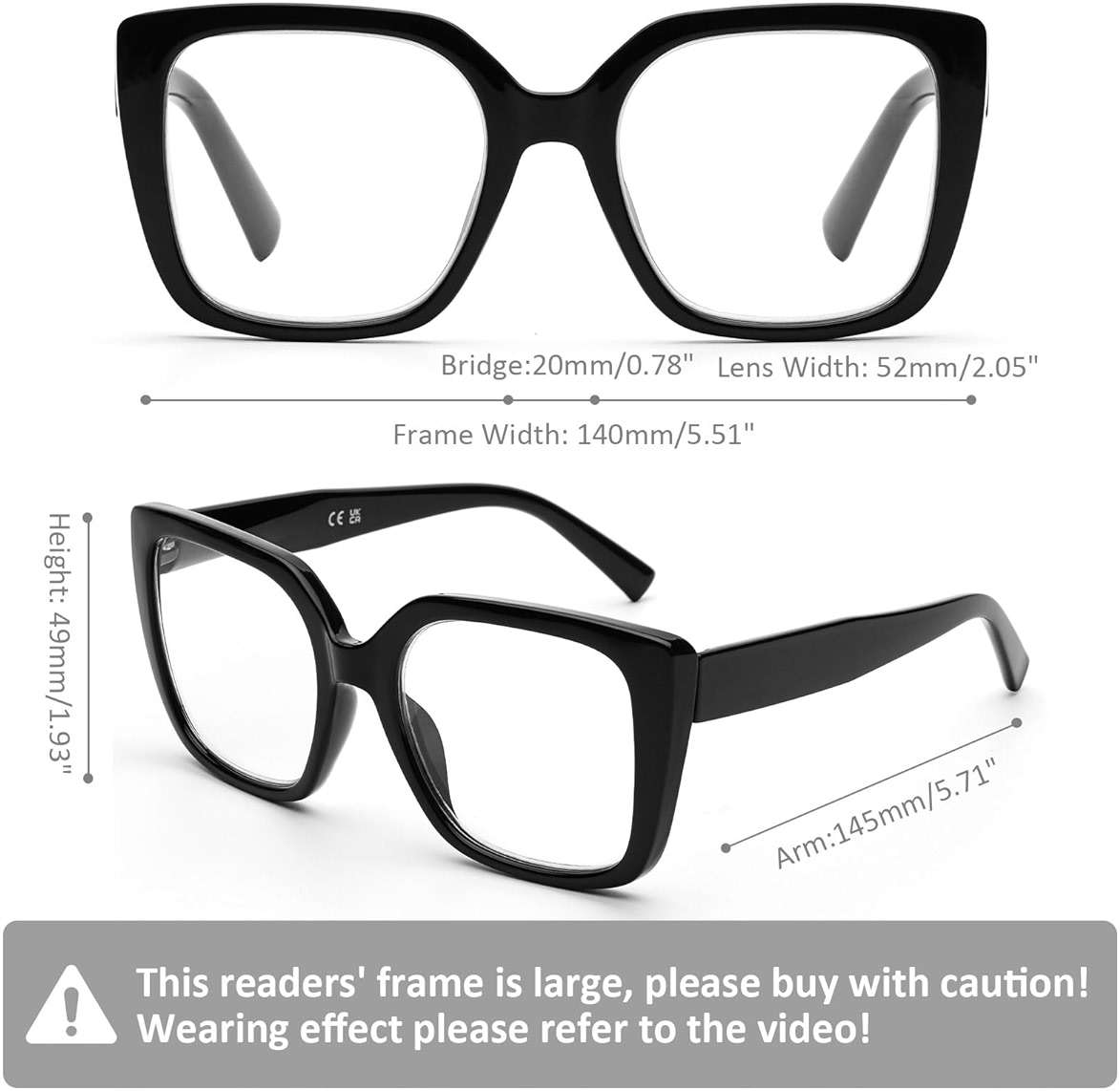 DOOViC 3 Pack Oversized Reading Glasses for Women Blue Light Blocking Square Stylish Computer Readers - Image 3