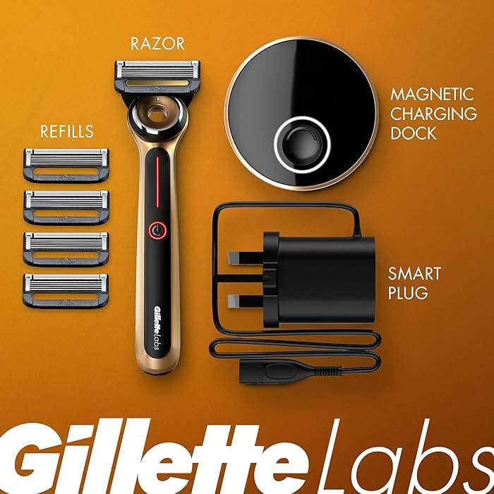Gillette Labs Heated Razor Gold Edition - 1 Handle, 5 Blade Refills, 1 Charging Dock - Image 2