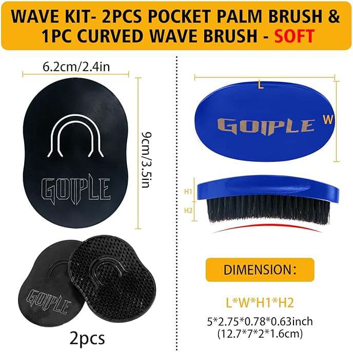Wave Pomade for Men Strong Hold Easy Wash 360 Wave Training Hair Cream, Waves Grease for Men Promotes Layered Waves, Moisture, Silky Shine, Wave Pomade Wave Brushe Silky Durag Wave Cap Set (Blue) - Image 4