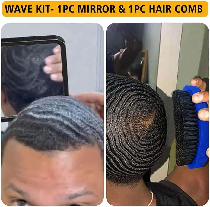 Wave Pomade for Men Strong Hold Easy Wash 360 Wave Training Hair Cream, Waves Grease for Men Promotes Layered Waves, Moisture, Silky Shine, Wave Pomade Wave Brushe Silky Durag Wave Cap Set (Blue) - Image 6