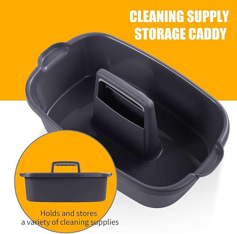 Omirome 2-Pack Large Gray Cleaning Caddy for Cleaning Supplies with Handle - Portable Plastic Tote Organizer for Shower, Bathroom, Kitchen, Under Sink Storage - Image 4