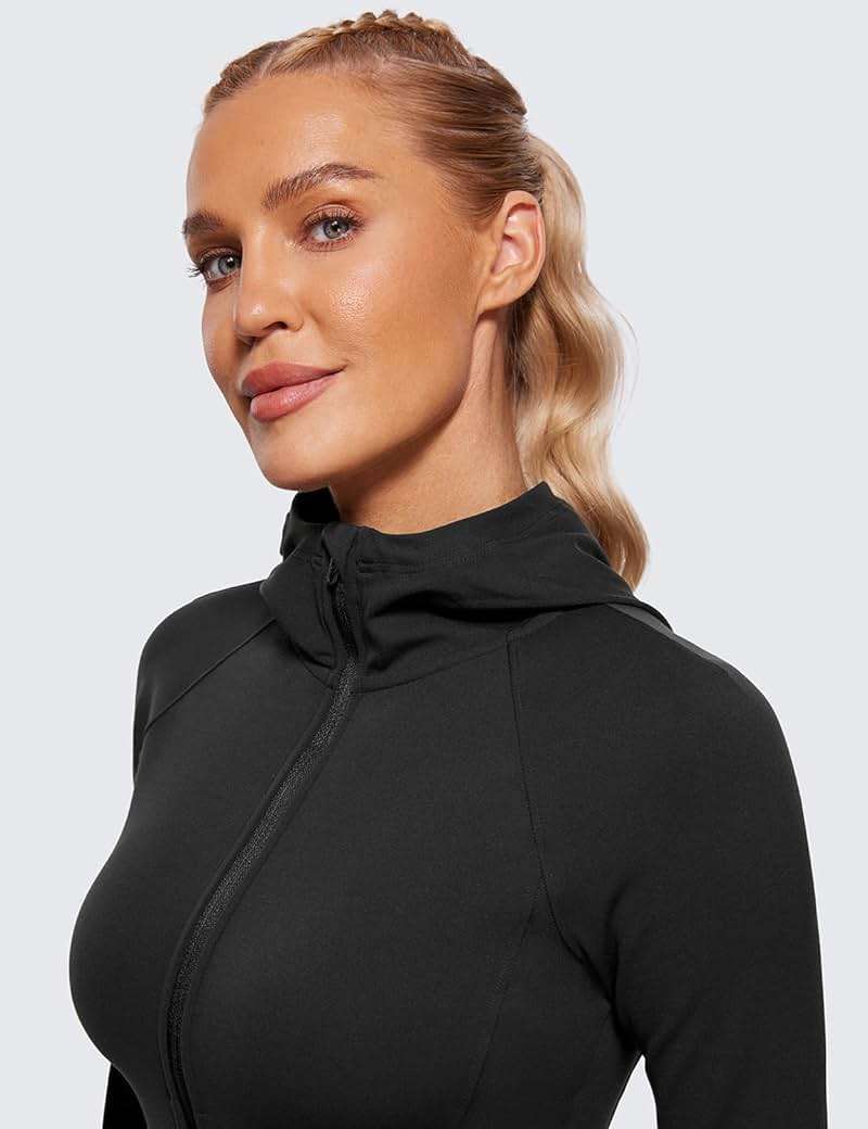 CRZ YOGA Womens Butterluxe Full Zip Workout Hoodie Jackets Slim Fit Hooded Athletic Yoga Lightweight Jacket with Thumb Holes - Image 4