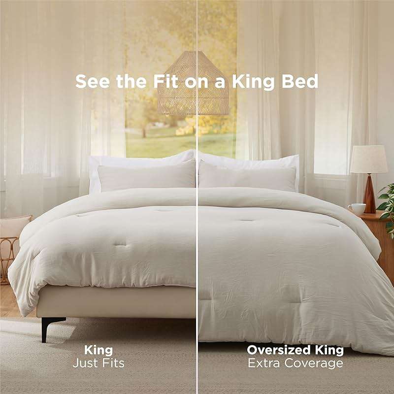 Bedsure Queen Comforter Set, Beige Soft Prewashed Bedding for All Seasons, 3 Pieces GentleSoft™ Bed Set, 1 Lightweight Comforter (90"x90") and 2 Pillowcases (20"x26") - Image 2