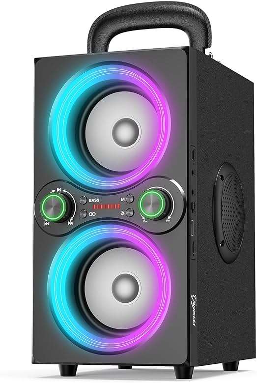 TPyesss Bluetooth Speakers, 80W(Peak) Wireless TWS Portable Bluetooth Speaker, Beat-Driven Lights, 100dB Loud Stereo Speaker with BassUp, Speakers with Subwoofer for Outdoor, Party, Camping - Image 1