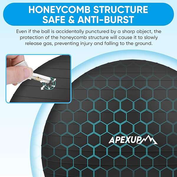 APEXUP Yoga Ball Exercise Ball Anti Slip Heavy Duty for Fitness, Balance & Core Workout, Balance Training, Pregnancy & Physical Therapy, 5 Sizes - Image 3