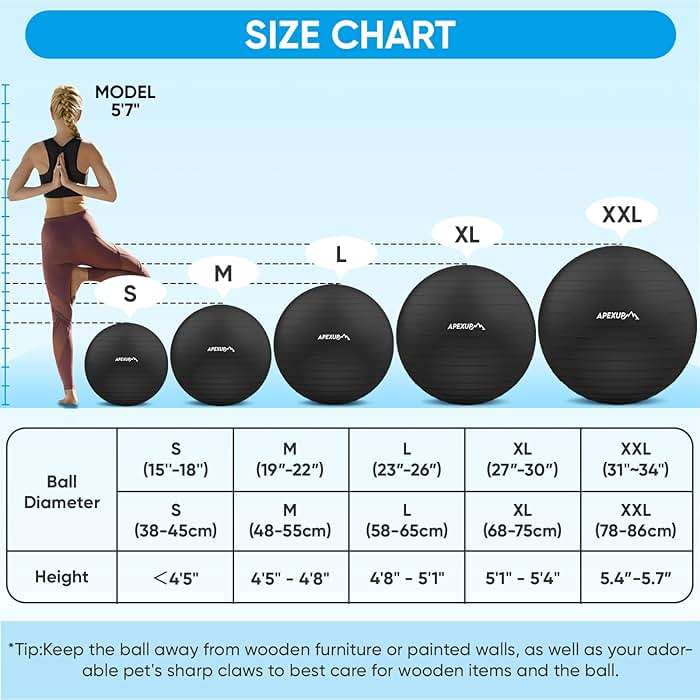 APEXUP Yoga Ball Exercise Ball Anti Slip Heavy Duty for Fitness, Balance & Core Workout, Balance Training, Pregnancy & Physical Therapy, 5 Sizes - Image 4