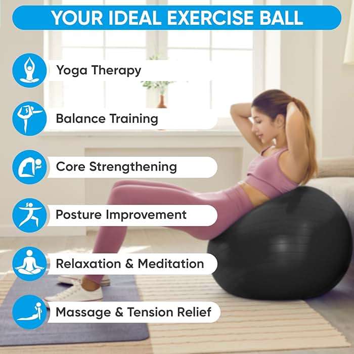 APEXUP Yoga Ball Exercise Ball Anti Slip Heavy Duty for Fitness, Balance & Core Workout, Balance Training, Pregnancy & Physical Therapy, 5 Sizes - Image 5