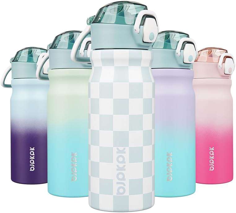 BJPKPK Stainless Steel Insulated Water Bottle with Straw Lid 18oz Reusable Metal Thermal Flask Bottles Keep Cold and Hot,Plaid - Image 1