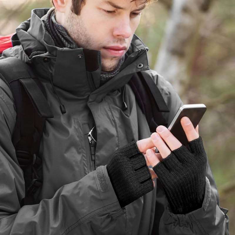 LADES Fingerless Gloves Thermal Winter Gloves Warm Knitted Half Finger Gloves Mittens for Men Women Typing Driving Working - Image 3