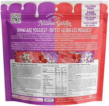 Nature's Garden Probiotic Yoggies Multi Pack, 21oz (Strawberry 15x0.7 oz + Mixed Berry 15x0.7 oz) Yogurt Covered Healthy Snack, High Fiber, Real Fruit Pieces, No Artificial Ingredients, for Adults - Image 2