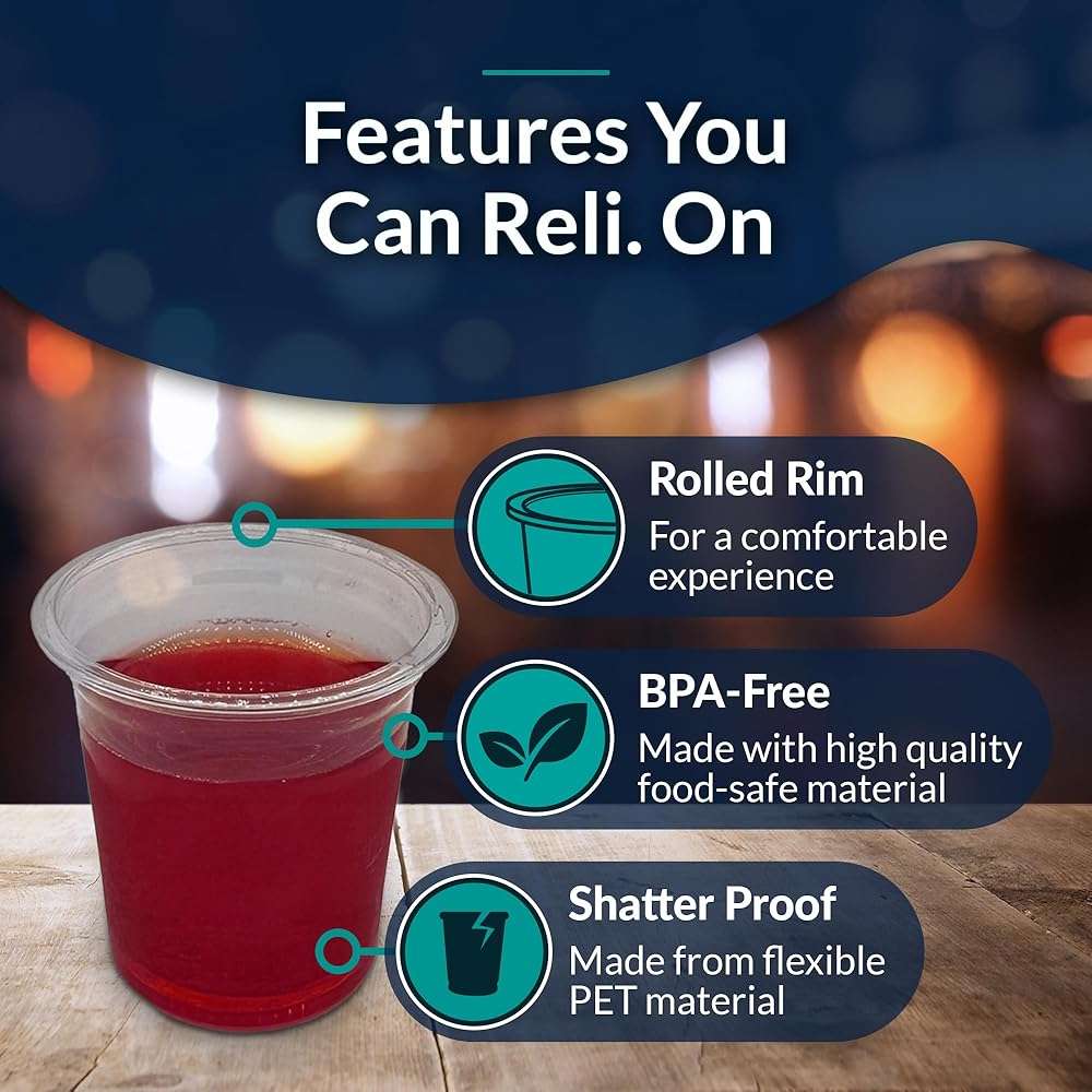 Reli. (220 Count 1 oz Plastic Shot Glasses Disposable | Clear Jello Shot Cups | Mini Plastic Cups for Party, Sauces, Samples | BPA Free, Shatterproof, 1oz Mini Glasses Disposable - Image 3
