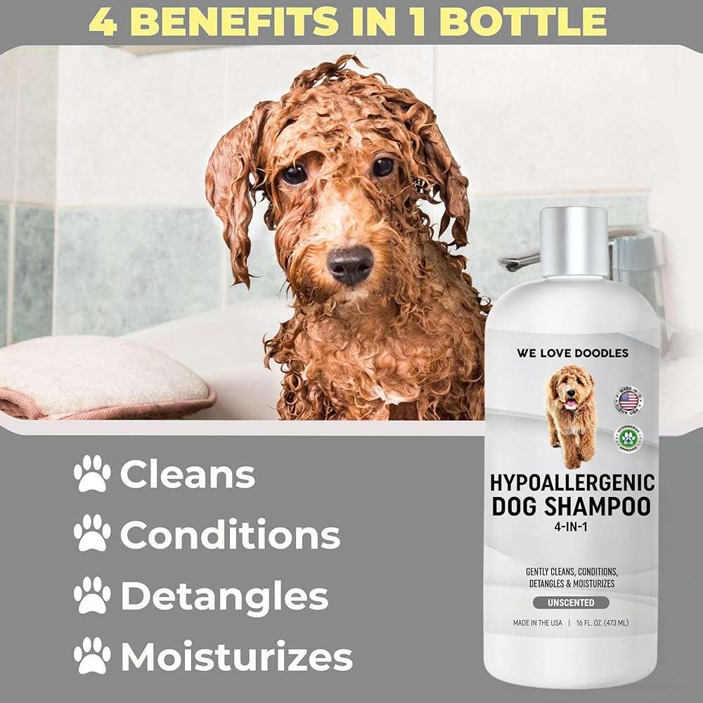 Hypoallergenic Dog Shampoo, Conditioner, and Detangler | Made in USA | Eco-Friendly Ingredients | Shampoo for Dogs with Sensitive Skin & Allergies | 16 OZ [We Love Doodles] - Image 3