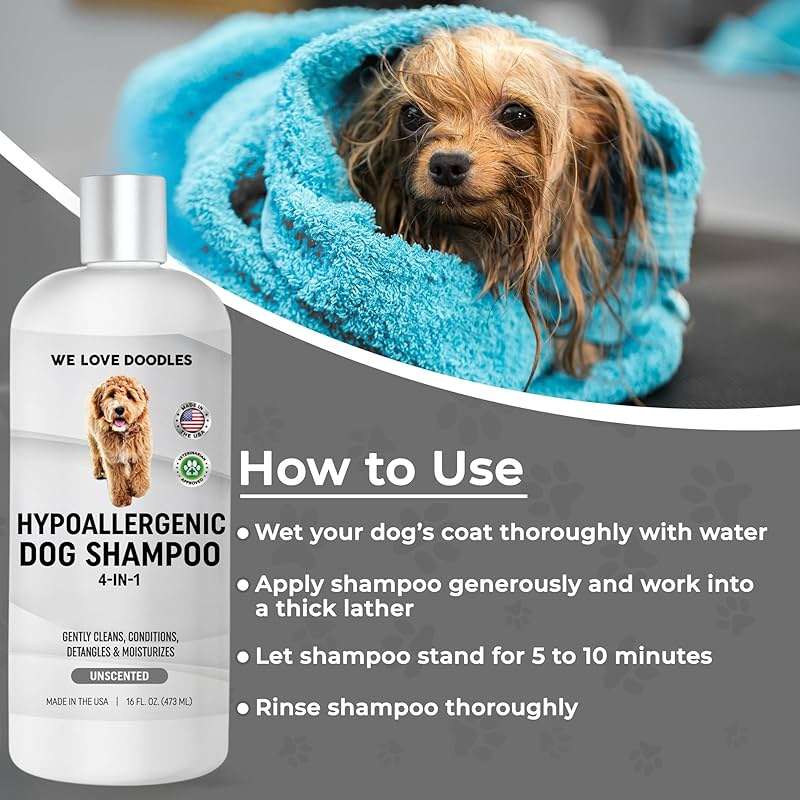 Hypoallergenic Dog Shampoo, Conditioner, and Detangler | Made in USA | Eco-Friendly Ingredients | Shampoo for Dogs with Sensitive Skin & Allergies | 16 OZ [We Love Doodles] - Image 4
