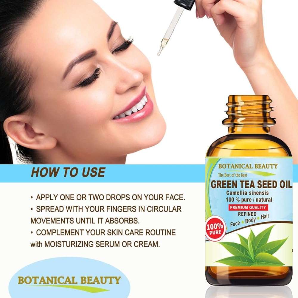 Botanical Beauty GREEN TEA SEED OIL Camellia Sinensis Oil 100% Pure Natural Undiluted Cold Pressed Carrier Oil for Face, Skin, Hair, Nails, Rich in Vitamin C, Vitamin E (1 Fl Oz) - Image 6