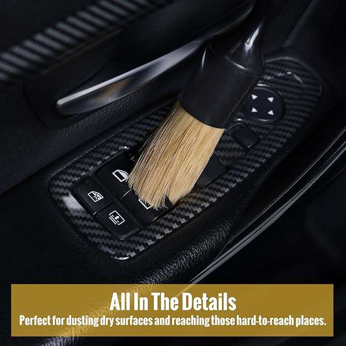 Birbenben 6PCS Car Detailing Brush Set, Ultra Soft Boars Hair Detail Brushes, Automotive Cleaning Brush Kit for Wheels, Air Vent, Leather Seats, Vehicles Auto Exterior Interior Detailing Brushes Tool - Image 4