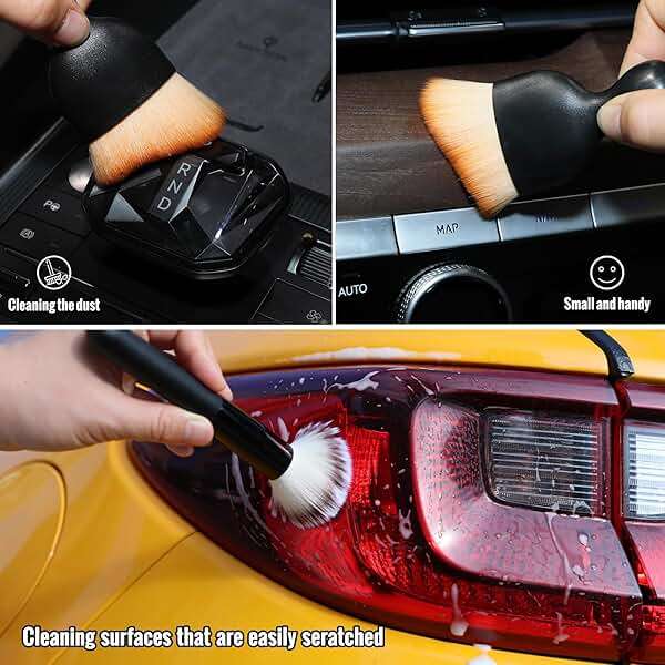 Birbenben 6PCS Car Detailing Brush Set, Ultra Soft Boars Hair Detail Brushes, Automotive Cleaning Brush Kit for Wheels, Air Vent, Leather Seats, Vehicles Auto Exterior Interior Detailing Brushes Tool - Image 6