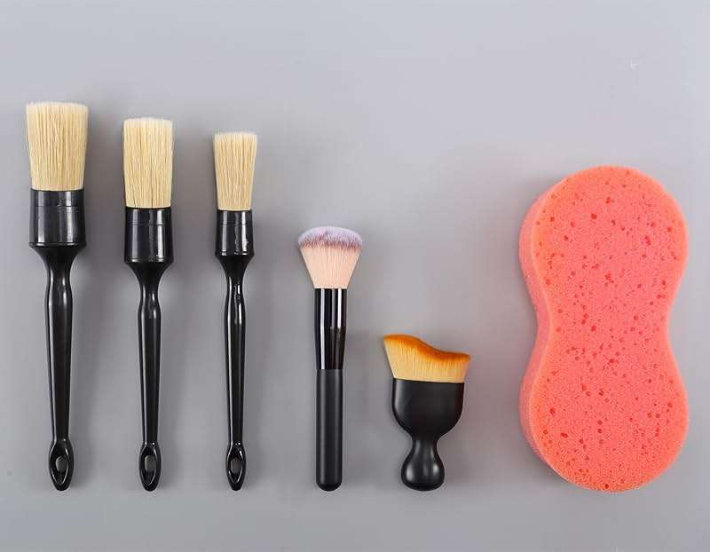 Birbenben 6PCS Car Detailing Brush Set, Ultra Soft Boars Hair Detail Brushes, Automotive Cleaning Brush Kit for Wheels, Air Vent, Leather Seats, Vehicles Auto Exterior Interior Detailing Brushes Tool - Image 7
