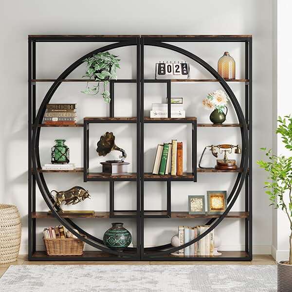 Tribesigns Bookshelf, Industrial 5-Tier Etagere Bookcase, 70.8 inch Tall Bookshelf with 8 Open Storage Shelf, Book Shelf Display Tack Shelving Unit for Home Office Living Room, Rustic Brown - Image 3