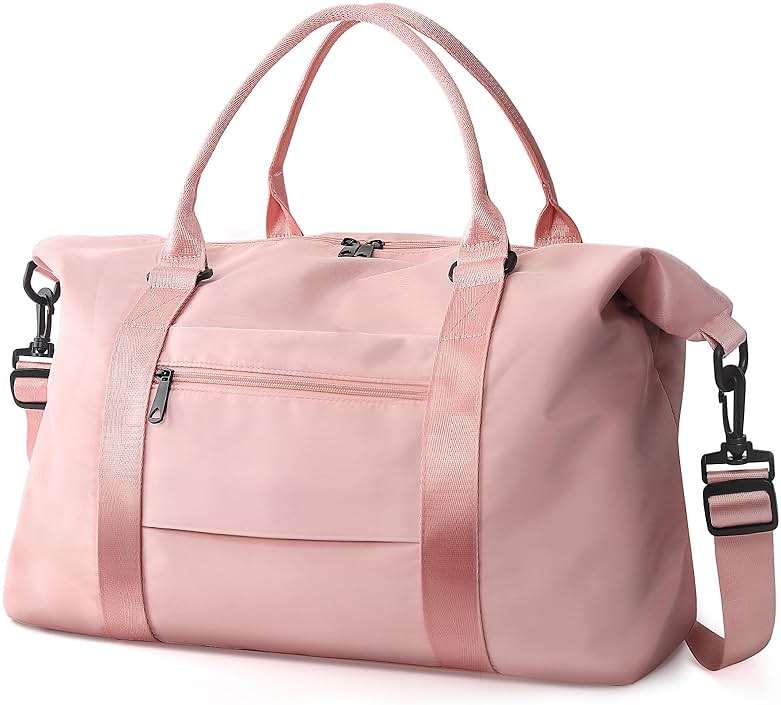 TOPBAG Travel Duffle Bag, Waterproof Weekender Carry On Tote Bags for Women, Sport Gym Bag for Men, Hospital Bag for Labor and Delivery, Overnight Luggage Bag with Trolley Sleeve Coral Pink - Image 1