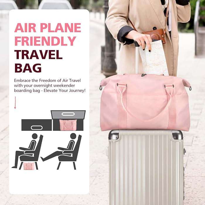 TOPBAG Travel Duffle Bag, Waterproof Weekender Carry On Tote Bags for Women, Sport Gym Bag for Men, Hospital Bag for Labor and Delivery, Overnight Luggage Bag with Trolley Sleeve Coral Pink - Image 3