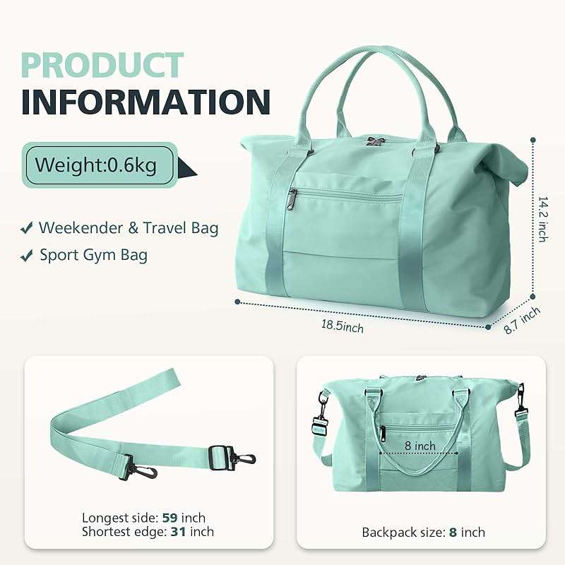 Travel Duffle Bag, Waterproof Weekender Bag Carry On Tote Bags for Women, Travel Essentials Sport Gym Bag for Men, Hospital Bag for Labor and Delivery, Overnight Bag Luggage Bag with Trolley Sleeve - Image 2