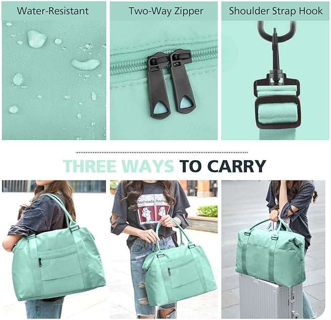 Travel Duffle Bag, Waterproof Weekender Bag Carry On Tote Bags for Women, Travel Essentials Sport Gym Bag for Men, Hospital Bag for Labor and Delivery, Overnight Bag Luggage Bag with Trolley Sleeve - Image 5