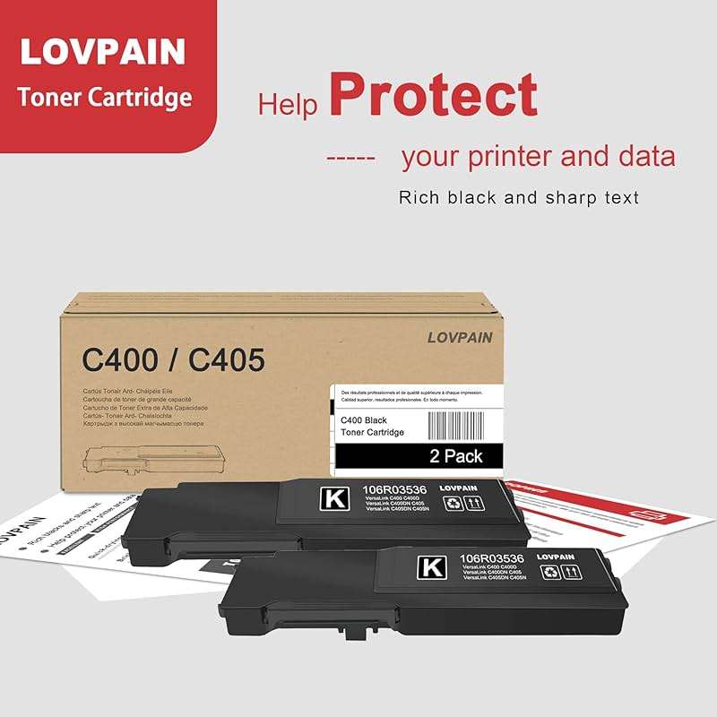 LOVPAIN VersaLink C400/C405 Black Extra High Capacity Toner Cartridge 2 Pack (10,800 Page/Pack) - Lvan Compatible 106R03536 Toner Cartridge Replacement for Xerox VersaLink C400 C405 Printer - Image 6