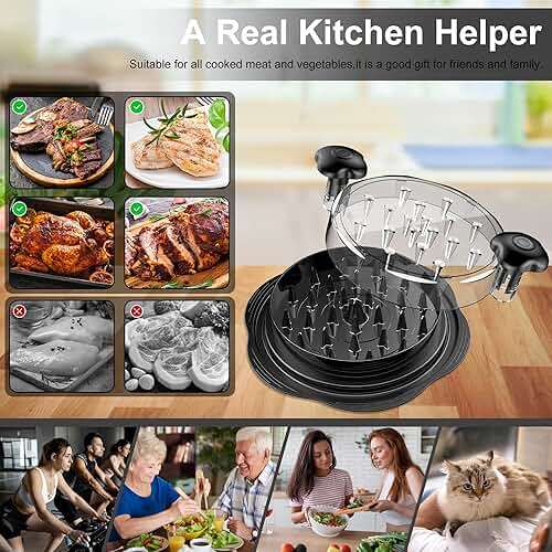 SURETIVIAN Chicken Shredder Tool Twist Large Chicken Breast Shredder with Brush&Fork, Visible Meat Shredder Machine, Strong Anti-Slip Strip, Ergonomic Handle, BPA Free, Suitable for Pork Beef Chicken - Image 5
