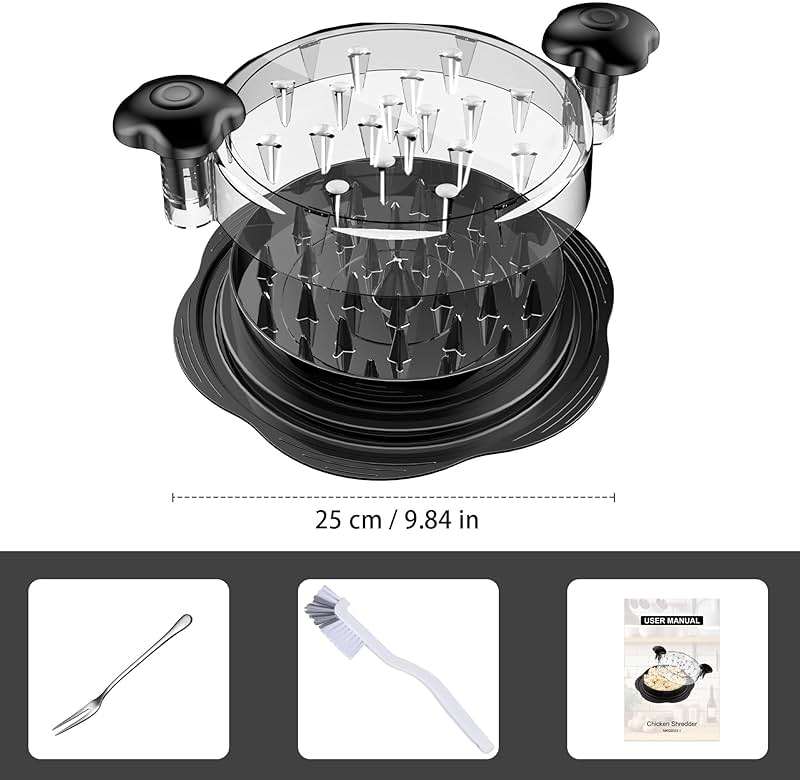 SURETIVIAN Chicken Shredder Tool Twist Large Chicken Breast Shredder with Brush&Fork, Visible Meat Shredder Machine, Strong Anti-Slip Strip, Ergonomic Handle, BPA Free, Suitable for Pork Beef Chicken - Image 7