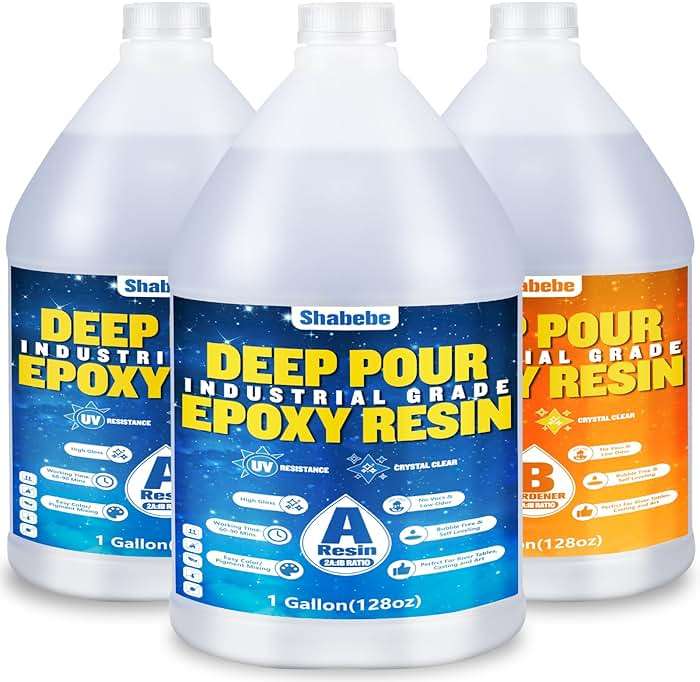 Shabebe Deep Pour Epoxy Resin 3 Gallon, Industrial Grade, Crystal Clear Epoxy Resin Kit for 2-4" Depths, 2:1 Food Safe Casting Resin for DIY Craft,River Table,Wood,Bar Tops,Countertops - Image 1