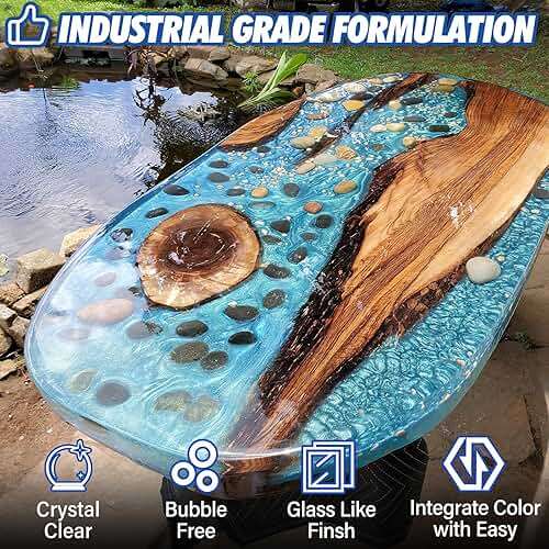 Shabebe Deep Pour Epoxy Resin 3 Gallon, Industrial Grade, Crystal Clear Epoxy Resin Kit for 2-4" Depths, 2:1 Food Safe Casting Resin for DIY Craft,River Table,Wood,Bar Tops,Countertops - Image 2