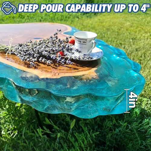 Shabebe Deep Pour Epoxy Resin 3 Gallon, Industrial Grade, Crystal Clear Epoxy Resin Kit for 2-4" Depths, 2:1 Food Safe Casting Resin for DIY Craft,River Table,Wood,Bar Tops,Countertops - Image 3
