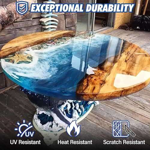 Shabebe Deep Pour Epoxy Resin 3 Gallon, Industrial Grade, Crystal Clear Epoxy Resin Kit for 2-4" Depths, 2:1 Food Safe Casting Resin for DIY Craft,River Table,Wood,Bar Tops,Countertops - Image 4