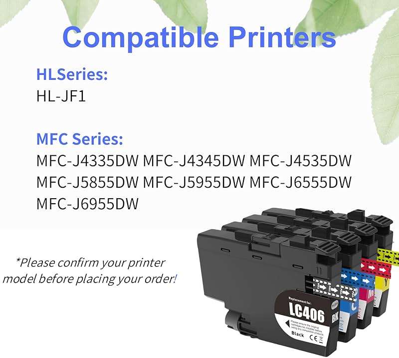 F FINDERS&CO LC406 Ink Cartridges for Brother MFC-J4335DW J4345DW J5855DW | (1BK 1C 1M 1Y), LC 406 Ink, MFC-J4535DW J5955DW J6555DW J6955DW Printer ink - Image 2