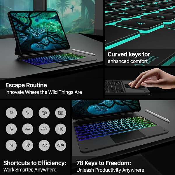 typecase Edge Keyboard Case for iPad Air 13-inch(M4/M3/M2, 2026/2025/2024) & iPad Pro 12.9-inch(6th/5th/4th/3rd Gen), Magic Keyboard with 11-Color Backlight, Multi-Touch Trackpad, Pencil Holder, Black - Image 7