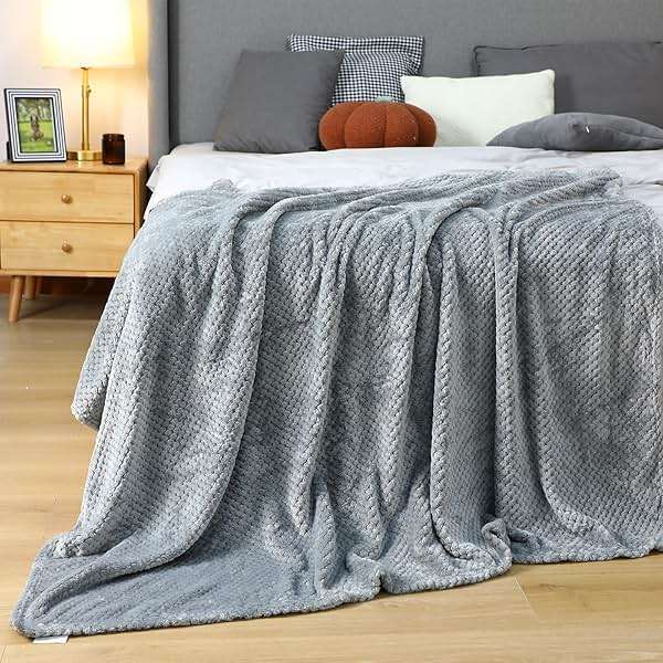 Newwiee 4 Pcs Flanne Fleece Throw Blanket for Bed Couch Large 3D Waffle Textured Soft Blanket Winter Warm Lightweight No Shedding No Pilling Decorative Throw, 50x60 Inch(Neutral Color) - Image 5