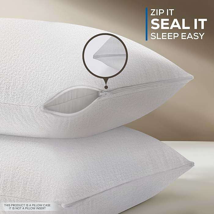 Utopia Bedding Set of 4 Waterproof Pillow Protectors with Zipper Standard Size, Terry Pillow Covers, Bed Bug and Dust Mite Proof Pillow Cases - Image 5